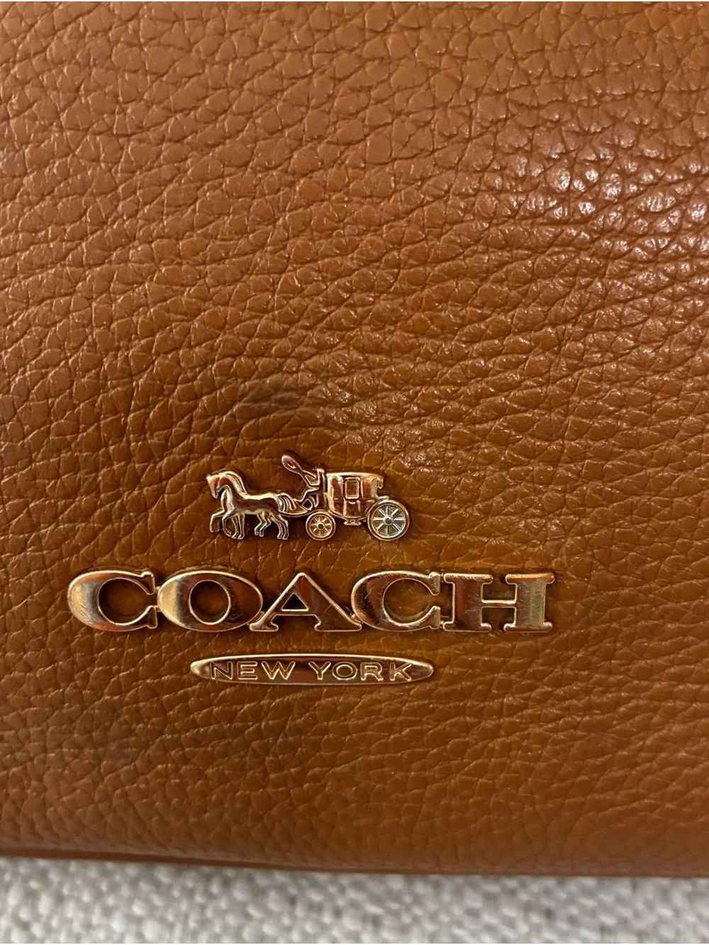 Coach EUC Ellie File Bag Pebbled Leather Crossbody Light Saddle N9G2278-C1648
